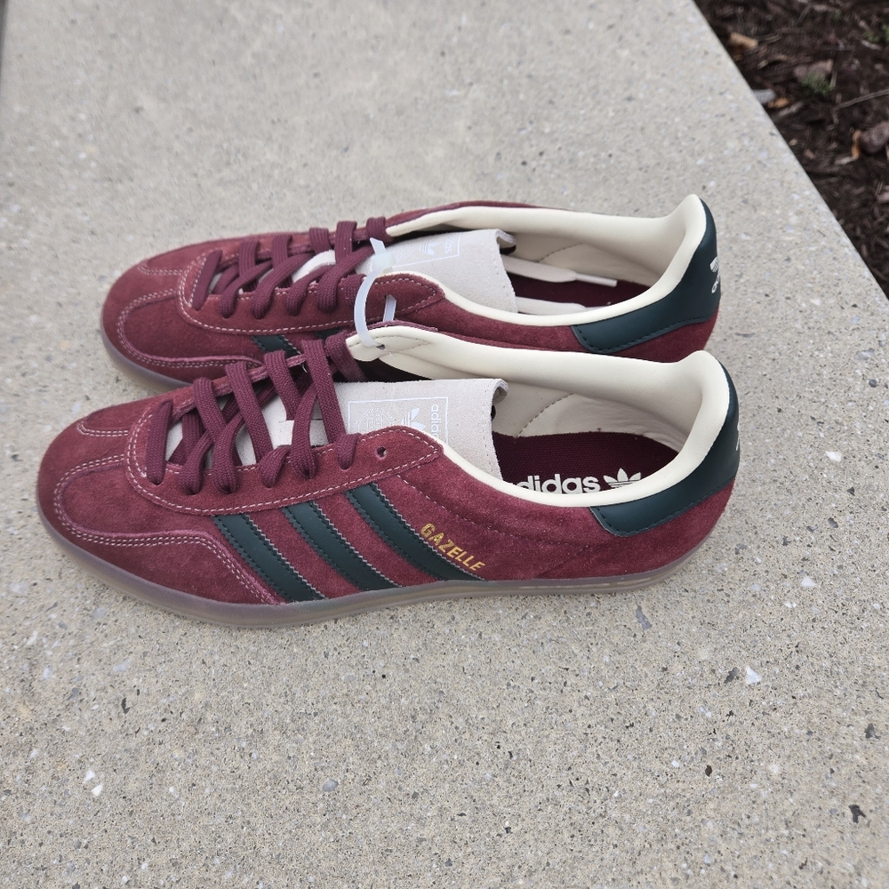 Adidas Gazelle Men's Maroon & Green Gum Sole Sneakers Size 10 - Picture 4 of 9